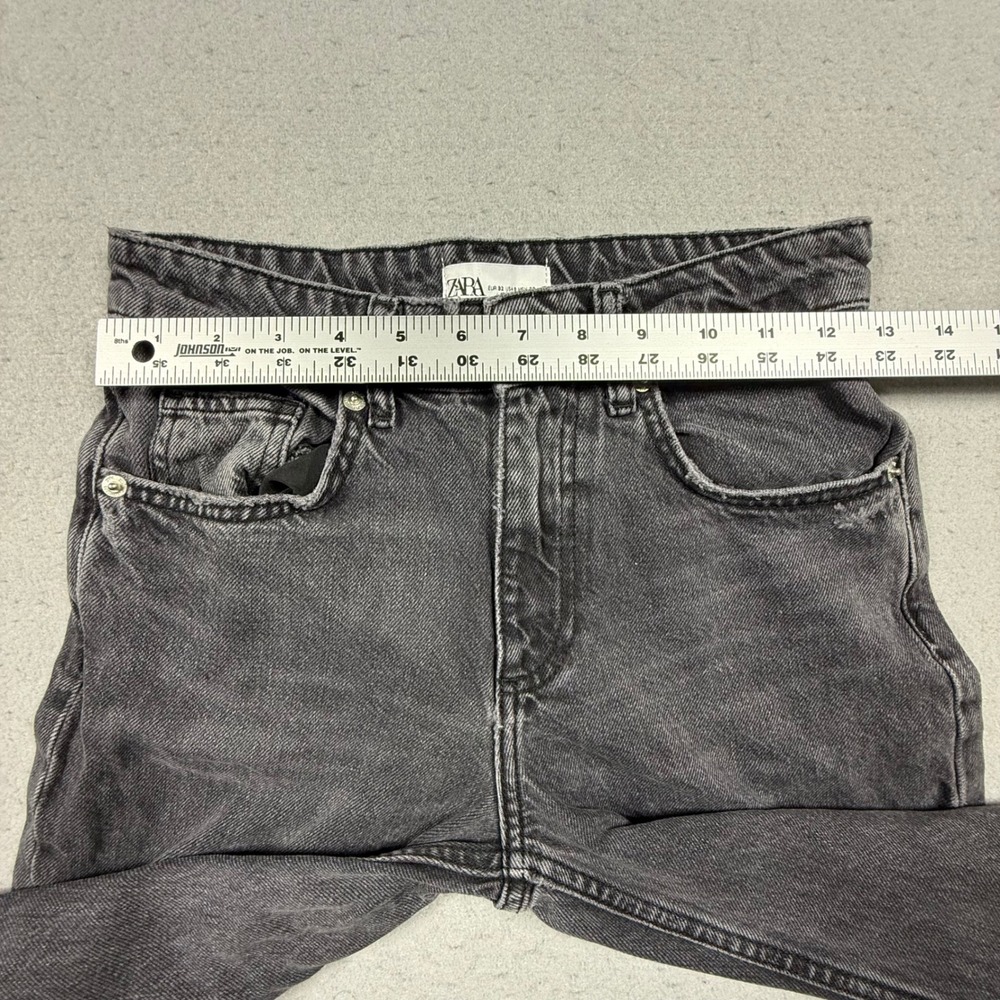 Zara High Waisted Wide Leg Jeans Faded Black Denim Womens Size 0 US 25 Waist - Picture 5 of 9